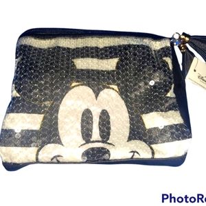 NWT Disney Parks Mickey Mouse Sequins Zipper Cosmetic Bag Clutch